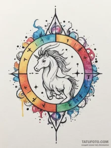 Tattoo sketch a single zodiac glyph with a vi... - эскиз тату (№1755331229_0, 16.08.2025 08:00) — Tatufoto.com