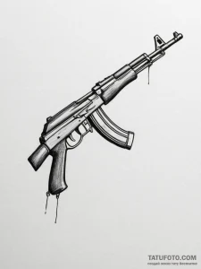 Ak-47 machine gun, concept art for tattoo, bl... - эскиз тату (№1755332845_0, 16.08.2025 08:27) — Tatufoto.com