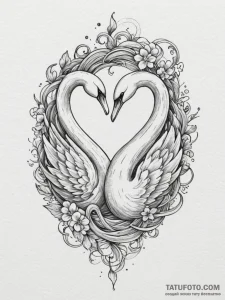 Tattoo design: a pair of swans, sacred to lad... - эскиз тату (№1755333634_0, 16.08.2025 08:40) — Tatufoto.com