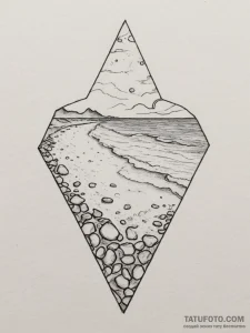 A close-up of a piece of sea glass, worn smoo... - эскиз тату (№1755333836_0, 16.08.2025 08:43) — Tatufoto.com
