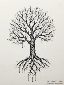 Tattoo design a tree whose roots are intertwi... - эскиз тату (№1755336043_0, 16.08.2025 09:20) — Tatufoto.com