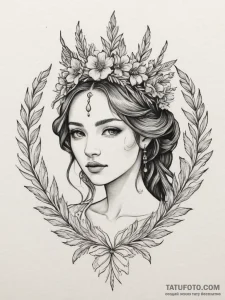 Tattoo design: a portrait of mokosh, with a s... - эскиз тату (№1755336242_0, 16.08.2025 09:24) — Tatufoto.com