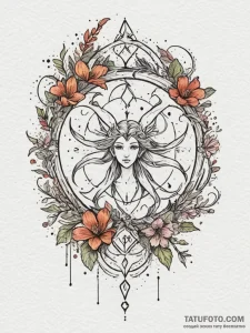 Tattoo design a zodiac glyph intertwined with... - эскиз тату (№1755338860_0, 16.08.2025 10:07) — Tatufoto.com