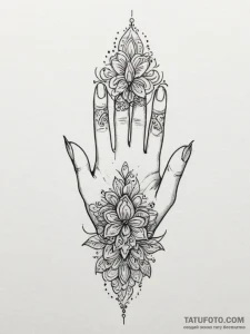 Tattoo design a hand with a small, abstract p... - эскиз тату (№1755340485_0, 16.08.2025 10:34) — Tatufoto.com