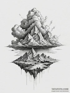 Clouds, artistic tattoo sketch, fine lines, d... - эскиз тату (№1755340886_0, 16.08.2025 10:41) — Tatufoto.com