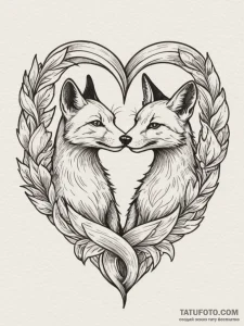Tattoo design two foxes, their tails forming... - эскиз тату (№1755342070_0, 16.08.2025 11:01) — Tatufoto.com