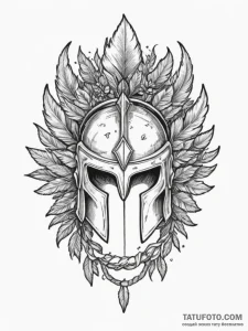 Tattoo design a spartan helmet with a laurel... - эскиз тату (№1755344087_0, 16.08.2025 11:34) — Tatufoto.com