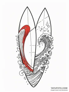 Tattoo sketch a stylized surfboard on one, a... - эскиз тату (№1755344888_0, 16.08.2025 11:48) — Tatufoto.com