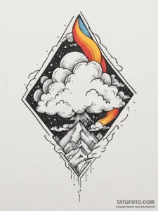 Tattoo sketch a subtle cloud texture on a cel... - эскиз тату (№1755345289_0, 16.08.2025 11:54) — Tatufoto.com