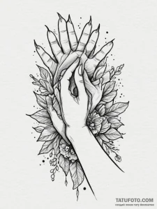 Tattoo design a minimalist tattoo of hands cl... - эскиз тату (№1755346301_0, 16.08.2025 12:11) — Tatufoto.com