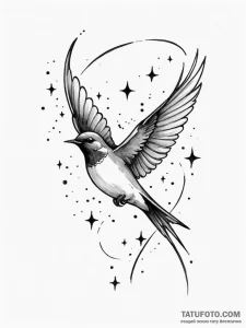 Tattoo design a bird (e.g., swallow, dove) in... - эскиз тату (№1755347904_0, 16.08.2025 12:38) — Tatufoto.com