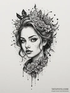 Tattoo design a subtle depiction of a persona... - эскиз тату (№1755348901_0, 16.08.2025 12:55) — Tatufoto.com