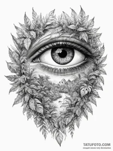 Tattoo sketch a mystical creature's eye peeri... - эскиз тату (№1755349307_0, 16.08.2025 13:01) — Tatufoto.com