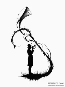 Tattoo design a lone bugle playing taps in a... - эскиз тату (№1755350512_0, 16.08.2025 13:21) — Tatufoto.com