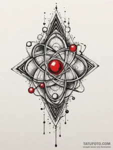 Atom, tattoo flash sheet design, trash polka... - эскиз тату (№1755350712_0, 16.08.2025 13:25) — Tatufoto.com