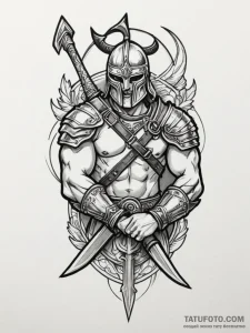 Tattoo design a gladiator's armored arm with... - эскиз тату (№1755351112_0, 16.08.2025 13:31) — Tatufoto.com