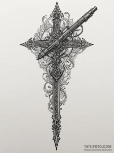 Tattoo sketch a stylized bayonet attached to... - эскиз тату (№1755351916_0, 16.08.2025 13:45) — Tatufoto.com