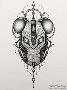 Tattoo sketch a gaming mouse with intricate f... - эскиз тату (№1755353918_0, 16.08.2025 14:18) — Tatufoto.com