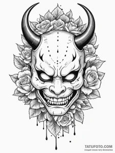 A japanese hannya mask, tattoo flash sheet de... - эскиз тату (№1755355714_0, 16.08.2025 14:48) — Tatufoto.com