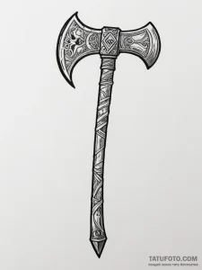 Tattoo design a battle-worn barbarian axe wit... - эскиз тату (№1755357526_0, 16.08.2025 15:18) — Tatufoto.com