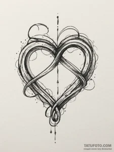 Tattoo sketch a heart made of a single contin... - эскиз тату (№1755362331_0, 16.08.2025 16:38) — Tatufoto.com