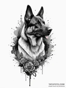 Tattoo design a loyal dog (e.g., a german she... - эскиз тату (№1755363130_0, 16.08.2025 16:52) — Tatufoto.com