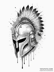 Tattoo sketch a warrior's helmet with a singl... - эскиз тату (№1755363733_0, 16.08.2025 17:02) — Tatufoto.com