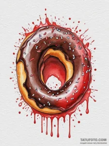 Donut, tattoo line art, on a clean white pape... - эскиз тату (№1755364947_0, 16.08.2025 17:22) — Tatufoto.com