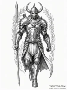 Tattoo design: a powerful slavic warrior clad... - эскиз тату (№1755366563_0, 16.08.2025 17:49) — Tatufoto.com