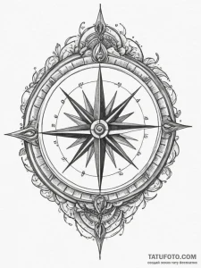 Tattoo design a compass pointing true north o... - эскиз тату (№1755366762_0, 16.08.2025 17:52) — Tatufoto.com