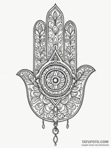 Tattoo design a subtle 'hamsa' hand symbol fo... - эскиз тату (№1755367750_0, 16.08.2025 18:09) — Tatufoto.com