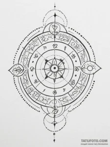 Tattoo sketch a blackwork outline of a zodiac... - эскиз тату (№1755368545_0, 16.08.2025 18:22) — Tatufoto.com