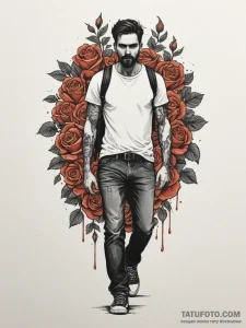 Tattoo design a silhouette of a man carrying... - эскиз тату (№1755368743_0, 16.08.2025 18:25) — Tatufoto.com