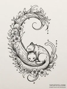 Tattoo sketch a small, elegant cat silhouette... - эскиз тату (№1755369144_0, 16.08.2025 18:32) — Tatufoto.com