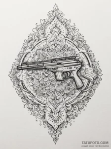 Tattoo design an abstract rifle outline with... - эскиз тату (№1755369747_0, 16.08.2025 18:42) — Tatufoto.com