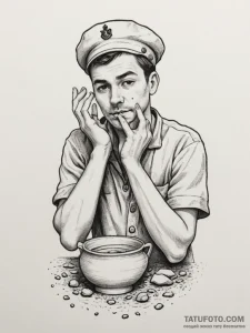 A person doing pottery, hands covered in wet... - эскиз тату (№1755372337_0, 16.08.2025 19:25) — Tatufoto.com