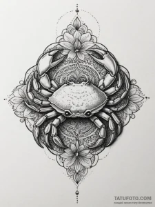 Tattoo design a cancer crab, with its shell c... - эскиз тату (№1755372534_0, 16.08.2025 19:28) — Tatufoto.com