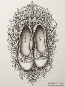 Tattoo design a pair of ballet shoes, one on... - эскиз тату (№1755372928_0, 16.08.2025 19:35) — Tatufoto.com
