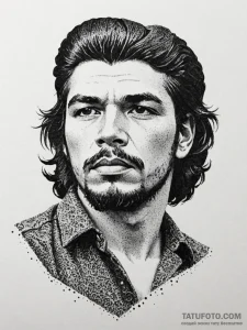 Che guevara, artistic tattoo sketch, black an... - эскиз тату (№1755374321_0, 16.08.2025 19:58) — Tatufoto.com