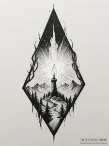 Tattoo sketch a single, glowing light in a va... - эскиз тату (№1755374910_0, 16.08.2025 20:08) — Tatufoto.com