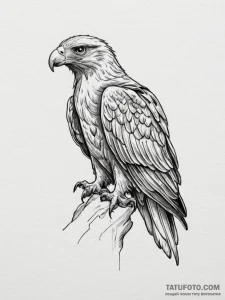 Golden eagle, ink illustration for tattoo, on... - эскиз тату (№1755375302_0, 16.08.2025 20:15) — Tatufoto.com