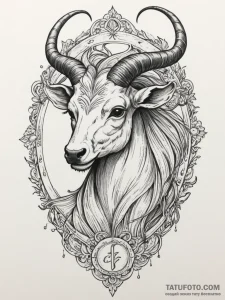 Tattoo sketch a zodiac animal outline filled... - эскиз тату (№1755375694_0, 16.08.2025 20:21) — Tatufoto.com