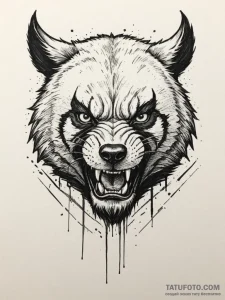 Tattoo design an aggressive wolverine, fierce... - эскиз тату (№1755376479_0, 16.08.2025 20:34) — Tatufoto.com