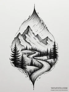 Tattoo sketch a path winding upwards towards... - эскиз тату (№1755376884_0, 16.08.2025 20:41) — Tatufoto.com