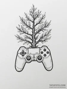 Tattoo sketch a controller's analog stick tra... - эскиз тату (№1755377278_0, 16.08.2025 20:47) — Tatufoto.com