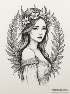 Tattoo design a virgo maiden with a crown of... - эскиз тату (№1755378069_0, 16.08.2025 21:01) — Tatufoto.com