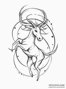 Tattoo design a zodiac animal in a dynamic po... - эскиз тату (№1755378267_0, 16.08.2025 21:04) — Tatufoto.com