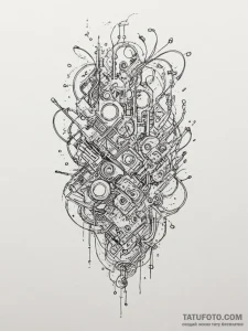 Tattoo sketch a glowing "cheat code" sequence... - эскиз тату (№1755379657_0, 16.08.2025 21:27) — Tatufoto.com
