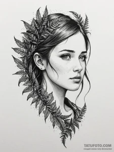 Ellie's fern tattoo from the last of us, conc... - эскиз тату (№1755380648_0, 16.08.2025 21:44) — Tatufoto.com