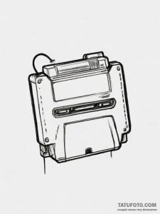 Tattoo sketch a classic game cartridge slot w... - эскиз тату (№1755381042_0, 16.08.2025 21:50) — Tatufoto.com